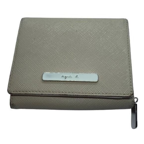 Authentic Agnes B. Beige / Light Tan Saffiano Leather Wallet - Picture 1 of 9